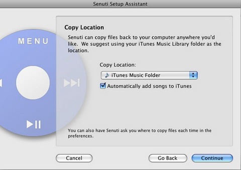 senuti to transfer music to mac