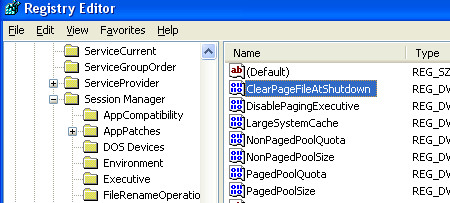 clearpagefileshutdown clearpagefileshutdown