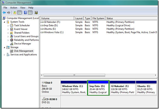 hoe een vermoeiende schijf te partitioneren in Windows Vista Domestic Premium