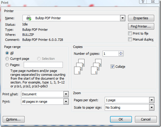 Bullzip Printer: Any Microsoft Windows Application Into PDF