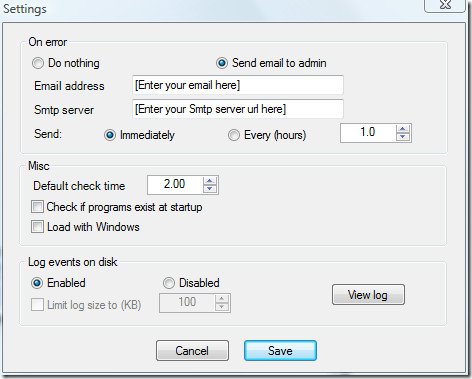 email notification of an application crash email notification of an application crash