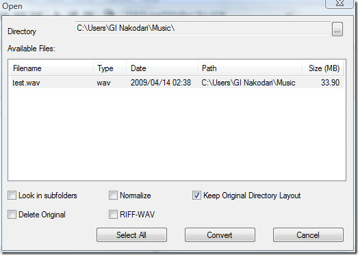 open wav file open wav file