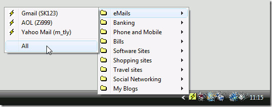 Quick Login System Tray Menu Quick Login System Tray Menu