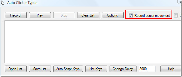 Auto Clicker Typer записывает движение курсора