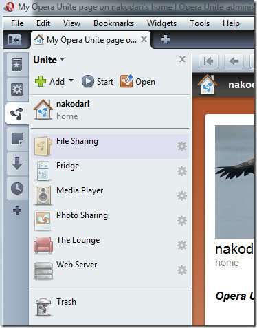 opera unite control panel opera unite control panel