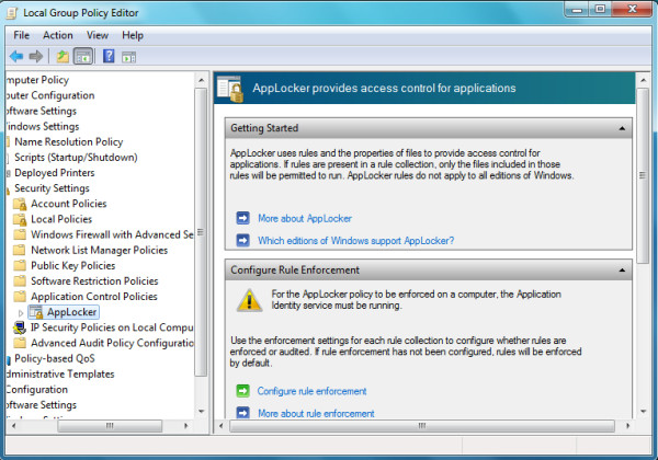 disable applocker windows 7