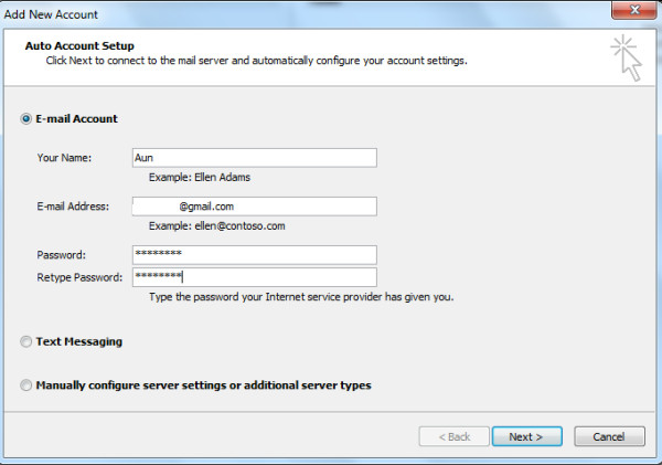 how to add gmail account to outlook 2010 as pop3