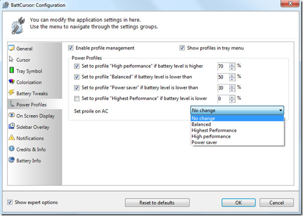 battcursor power profile windows 7