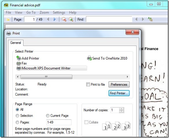 Windows 7 PDF Reader Printer