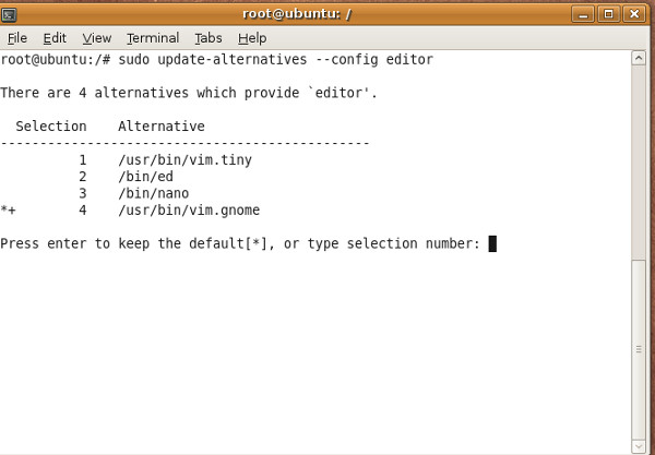 change default text editor linux terminal