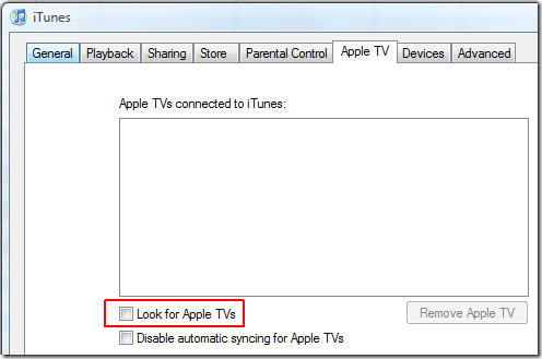AppleTV tab AppleTV tab
