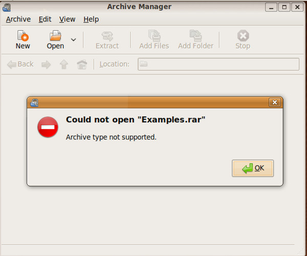 an error occurred while loading the archive rar ubuntu