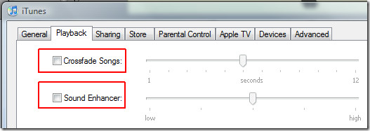 itunes playback settings itunes playback settings