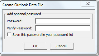 Create Outlook Data File Password Create Outlook Data File Password