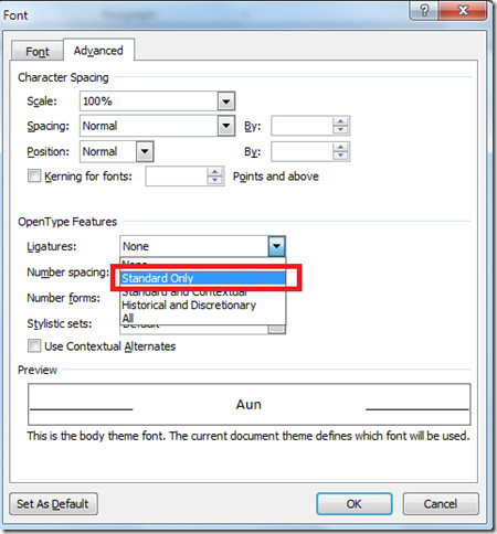 Fonts Preference