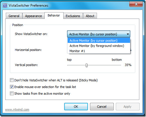 VistaSwitcher Preferences VistaSwitcher Preferences