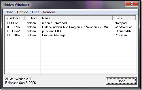 versteckte Dienstprogramme für Windows 7