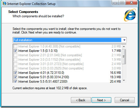 Internet Explorer Selection