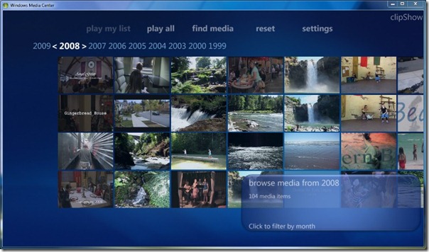 clipShow Windows 7 Media Center