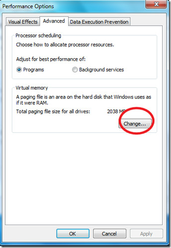 Change Virtual Memory