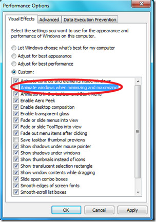 Disable The Maximize-Minimize Windows Animation In Windows 7