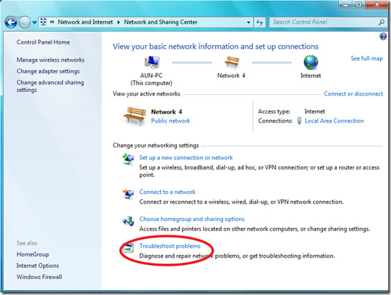 Network And Sharing Center Fix Problem