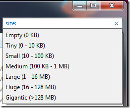 Search by size Search by size