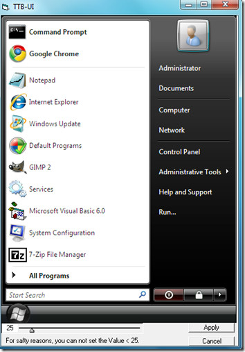 transparent windows 7 taskbar when xp