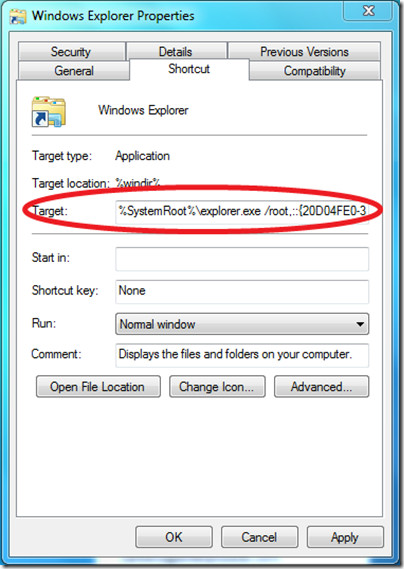 Target Windows Explorer