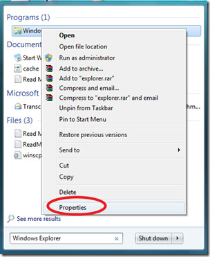 Windows Explorer Properties