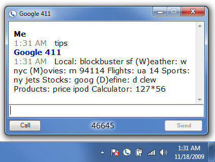 google voice sms window
