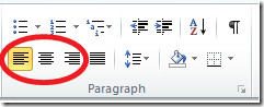 Alignement Word 2010