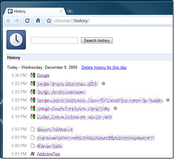 Chrome://History. My Chrome History.