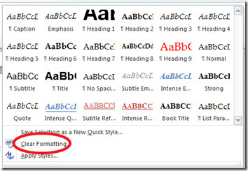 Clear Formatting Word 2010