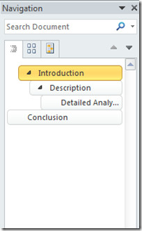 Heading Tab Navigation Pane 2010