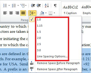 reduce spacing between lines in word 2010