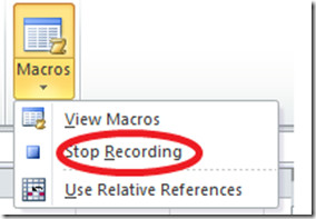 Macro recording stop