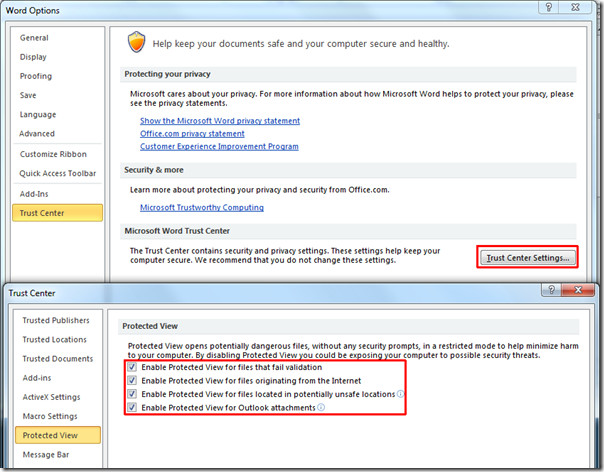 Office 2010 Protected View Office 2010 Protected View