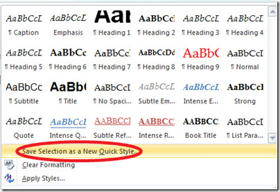 how to choose heading styles in word 2010