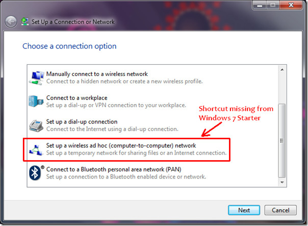 how to create ad hoc network group in windows 7