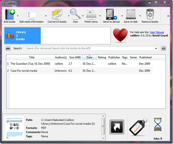 calibre e book management download
