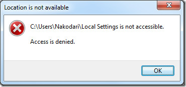 Zugriff auf lokale Einstellungen des Benutzerprofils wurde unter Windows 7 abgelehnt