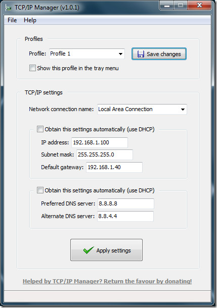 Set Up & Change Windows 7 TCP/IP Network Setting Profiles