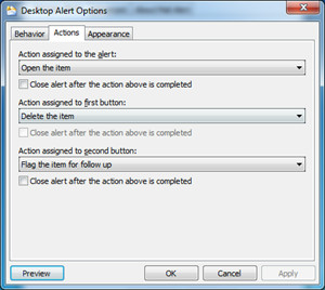 Desktop Alert Actions