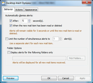Desktop Alert Behavior