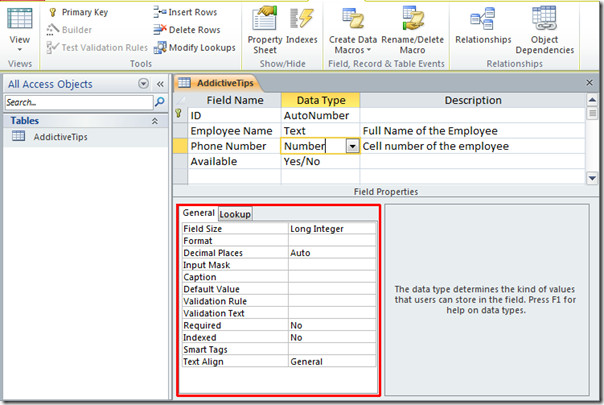 access 2010 design view filling1