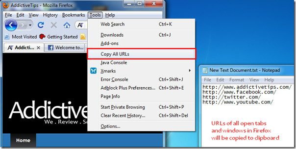 copy all firefox urls