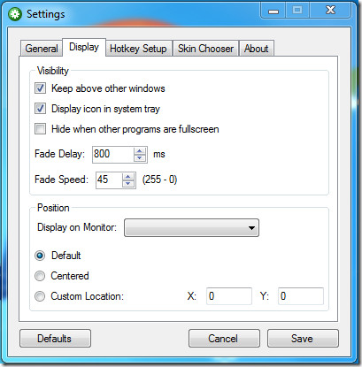 3RVX Display Settings