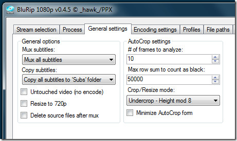 BRRip General Settings BRRip General Settings
