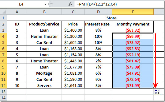 Excel pmt online